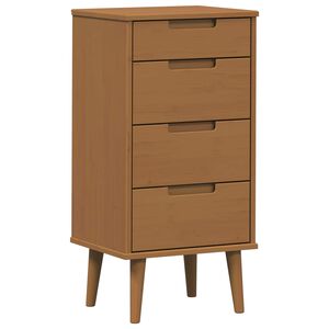 vidaXL Skuffeskab MOLDE Karamel 40 x 35 x 82 cm Massivt fyrretr&aelig;