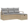 vidaXL Havesofa Sæt med pude med opbevaring 4 pcs Beige Poly rattan