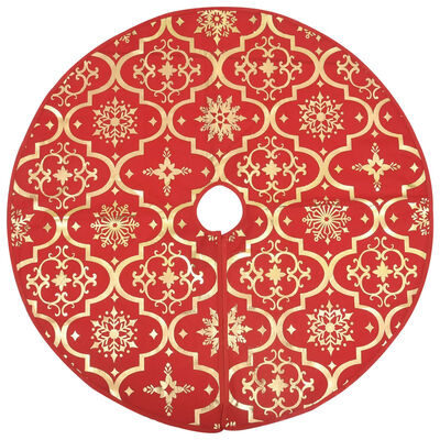 vidaXL luksuriøs skjuler til juletræsfod med julesok 122 cm stof rød