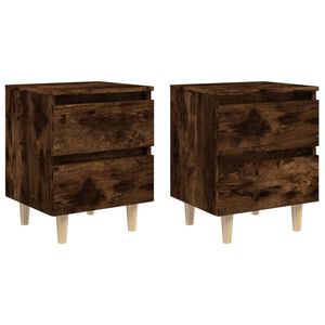 vidaXL sengeborde 2 stk. med massive tr&aelig;ben 40x35x50 cm r&oslash;get egetr&aelig;