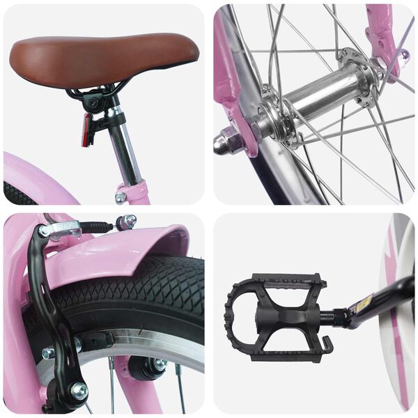 vidaXL B&oslash;rnecykel 18 tommer for 5-7 &aring;r gammel Lys pink