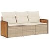 vidaXL sofas&aelig;t til haven 3 dele med hynder polyrattan beige