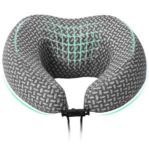 vidaXL Rejse nakkepude med pude Gr&aring; 30 x 28 x 14 cm Polyester