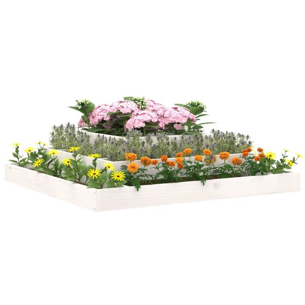 vidaXL plantekasse 110x110x27 cm massivt fyrretræ hvid