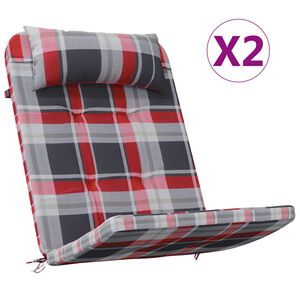 vidaXL Stolehynder Ternet 2 pcs R&oslash;d Tjek 58 x 77 x 4,5 cm Oxford stof