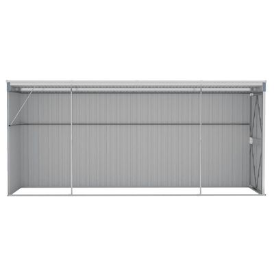 vidaXL vægmonteret haveskur 118x382x178 cm galvaniseret stål grå