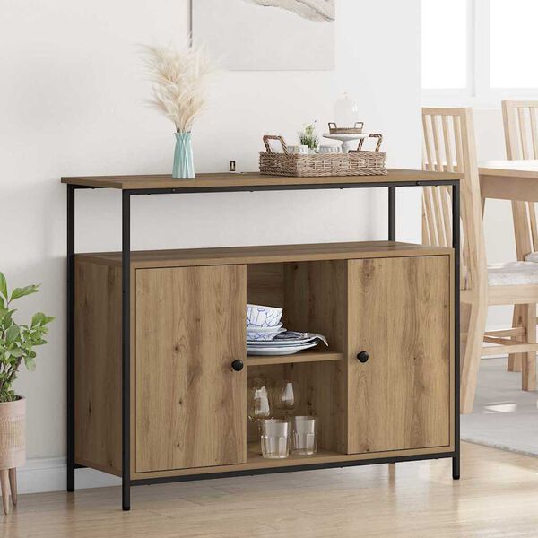vidaXL Sideboard Artisan Egetr&aelig; 100 x 35 x 80 cm Konstrueret tr&aelig;
