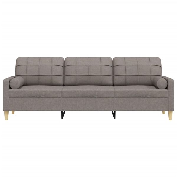 vidaXL 3-personers sofa med pyntepuder 210 cm stof gr&aring;brun