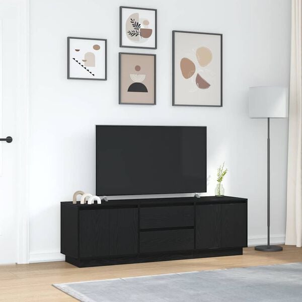 vidaXL tv-skab med LED-lys 160,5x41x50 cm sort-eg