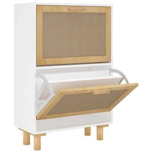 vidaXL skoskab 52x25x80 cm konstrueret tr&aelig; og naturlig rattan hvid