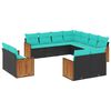 vidaXL 11-delt havesofas&aelig;t med hynder sort polyrattan