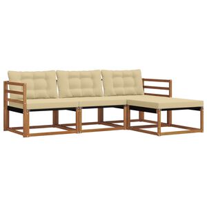 vidaXL Udend&oslash;rs sofagruppe med pude 4 pcs Naturlig og Beige