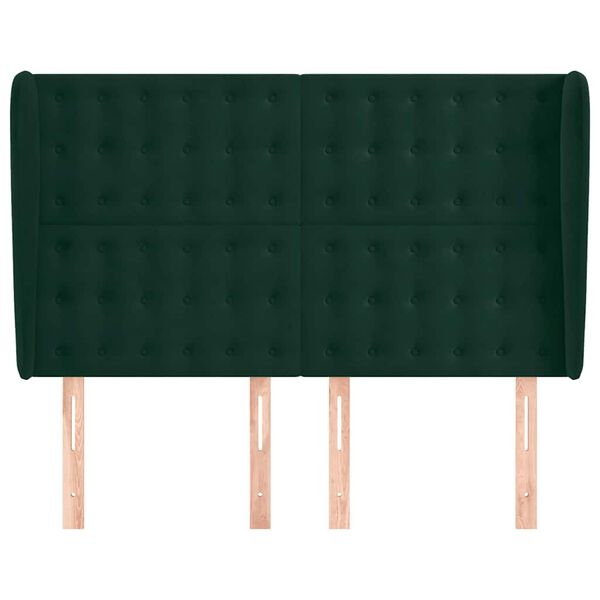 vidaXL sengegavl med kanter 147x23x118/128 cm fl&oslash;jl m&oslash;rkegr&oslash;n