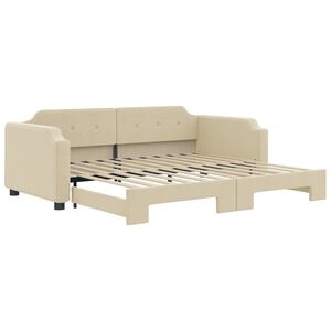 vidaXL daybed med udtr&aelig;k 100x200 cm stof cremefarvet
