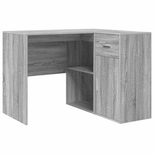 vidaXL Hj&oslash;rneskrivebord med skuffe med d&oslash;r Gr&aring; Sonoma 102 x 88 x 75 cm