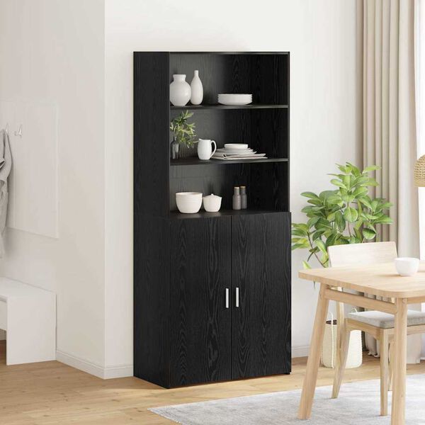 vidaXL Highboard Sort eg 80 x 42,5 x 185 cm Konstrueret tr&aelig;