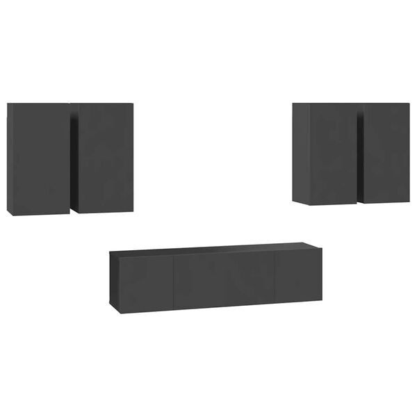 vidaXL tv-skabss&aelig;t 6 dele konstrueret tr&aelig; gr&aring;