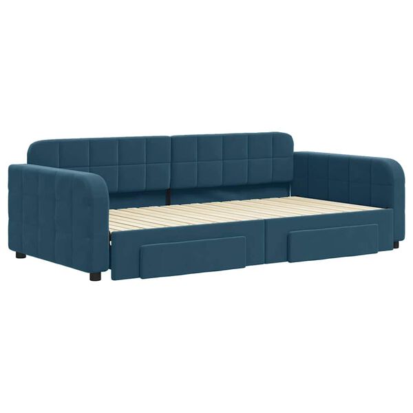 vidaXL daybed med udtr&aelig;k og skuffer 100x200 cm velour bl&aring;