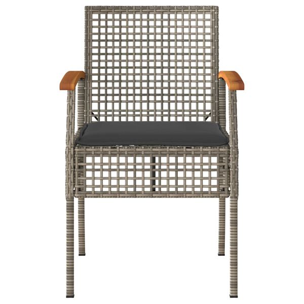 vidaXL havestole 4 stk. med hynder polyrattan og akacietr&aelig; gr&aring;