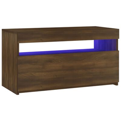 vidaXL tv-bord med LED-lys 75x35x40 cm brun egetræsfarve