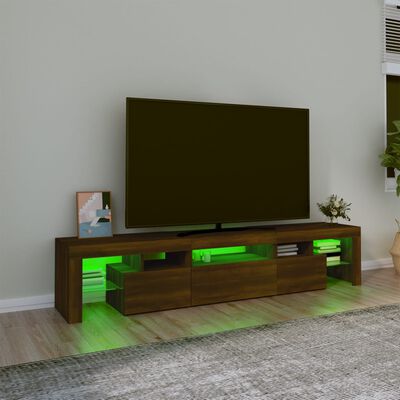 vidaXL tv-skab med LED-lys 200x36,5x40 cm brun egetræ