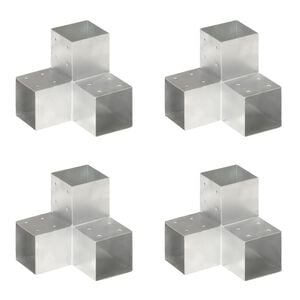 vidaXL stolpebeslag Y-form 4 stk. 101x101 mm galvaniseret metal