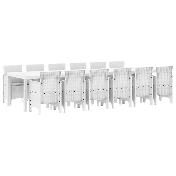 vidaXL Have Spisebordssæt 13 pcs Hvid Polt rattan