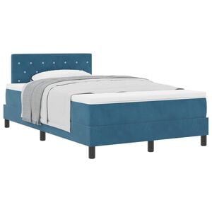 vidaXL Box spring seng med madras M&oslash;rk bl&aring; 120 x 190 cm Fl&oslash;jl