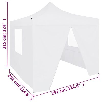 vidaXL foldbart festtelt med 4 sidevægge 3 x 3 m stål hvid
