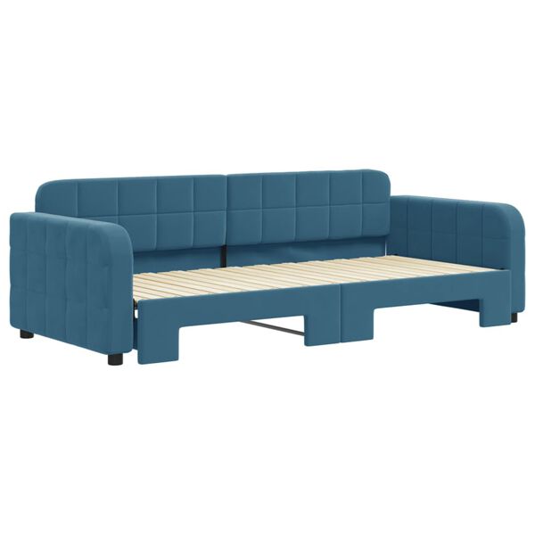vidaXL daybed med udtr&aelig;k 90x200 cm velour bl&aring;