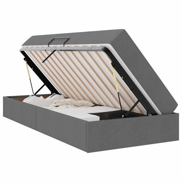 vidaXL Seng med opbevaring og madras M&oslash;rkegr&aring; 100 x 200 cm Polyester