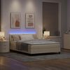 vidaXL Box spring seng med madras med LED Creme 160 x 200 cm Stof