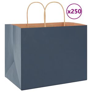 vidaXL papirposer 250 stk. med h&aring;ndtag 32x22x24 cm bl&aring;