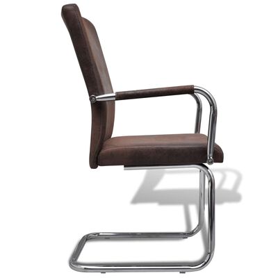vidaXL spisebordsstole med cantilever 4 stk. åndbart kunstlæder brun