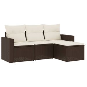 vidaXL sofas&aelig;t til haven 4 dele med hynder polyrattan brun
