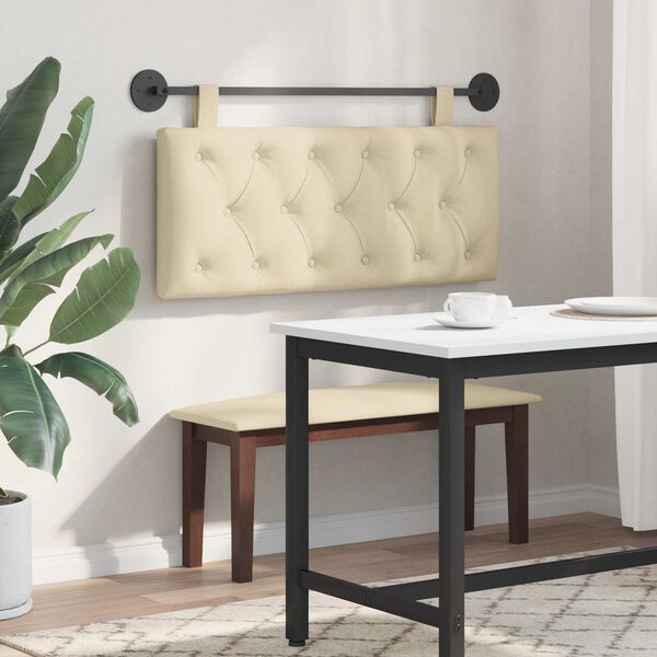 vidaXL H&aelig;ngende Hovedgavl V&aelig;gmonteret Creme 110 x 55 x 7 cm Stof