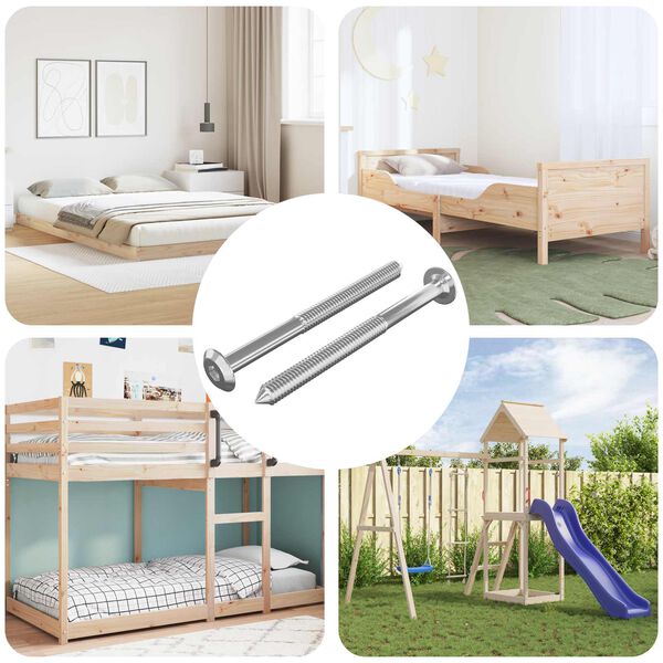 vidaXL M&oslash;belskruer 2 pcs S&oslash;lv M6 x 70 mm St&aring;l