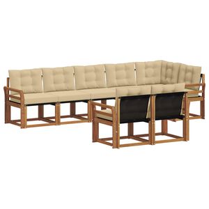 vidaXL Udend&oslash;rs sofagruppe med pude 8 pcs Naturlig og Beige