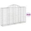 vidaXL buede gabionkurve 10 stk. 200x30x120/140 cm galvaniseret jern