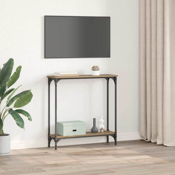 vidaXL Konsolbord Artisan Egetr&aelig; 75 x 22,5 x 75 cm Konstrueret tr&aelig;