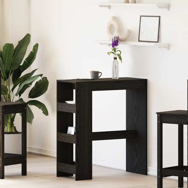 vidaXL barbord m. stativer 90x40x103,5 cm konstrueret træ sort egetræ