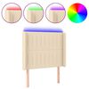 vidaXL sengegavl med LED-lys 103x16x118/128 cm stof cremefarvet