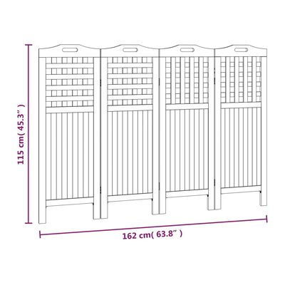 vidaXL 4-panels rumdeler 162x2x115 cm massivt akacietræ