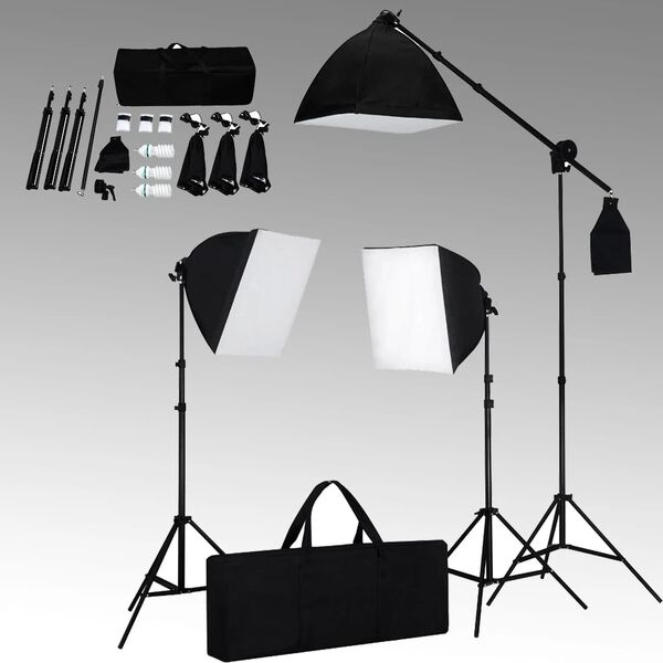 vidaXL fotostudiesæt med softbox-lamper og baggrund