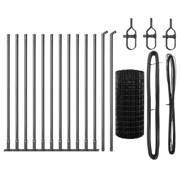 vidaXL Hegn med post Gr&aring; 0,4 x 25 m St&aring;l og PVC