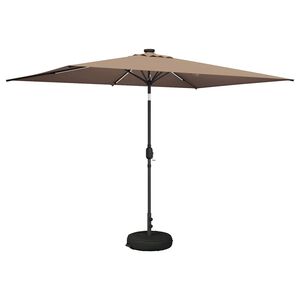 vidaXL Haveparasol med LED lys og fod 2 x 3 m Polyester Gr&aring;brun