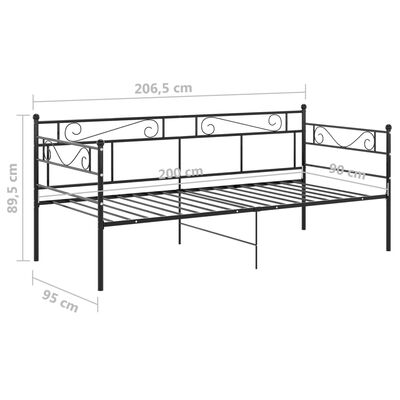 vidaXL sengestel til sovesofa 90x200 cm metal sort