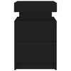 vidaxL sengebord med LED-lys 35x39x55 cm sort