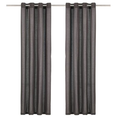 vidaXL gardiner med metalringe 2 stk. 140 x 225 cm bomuld antracitgrå