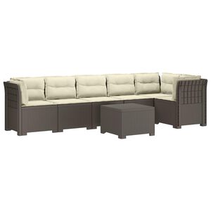 vidaXL 6-personers Have Sofa med Puder Rattan Look PP Lysegr&aring;